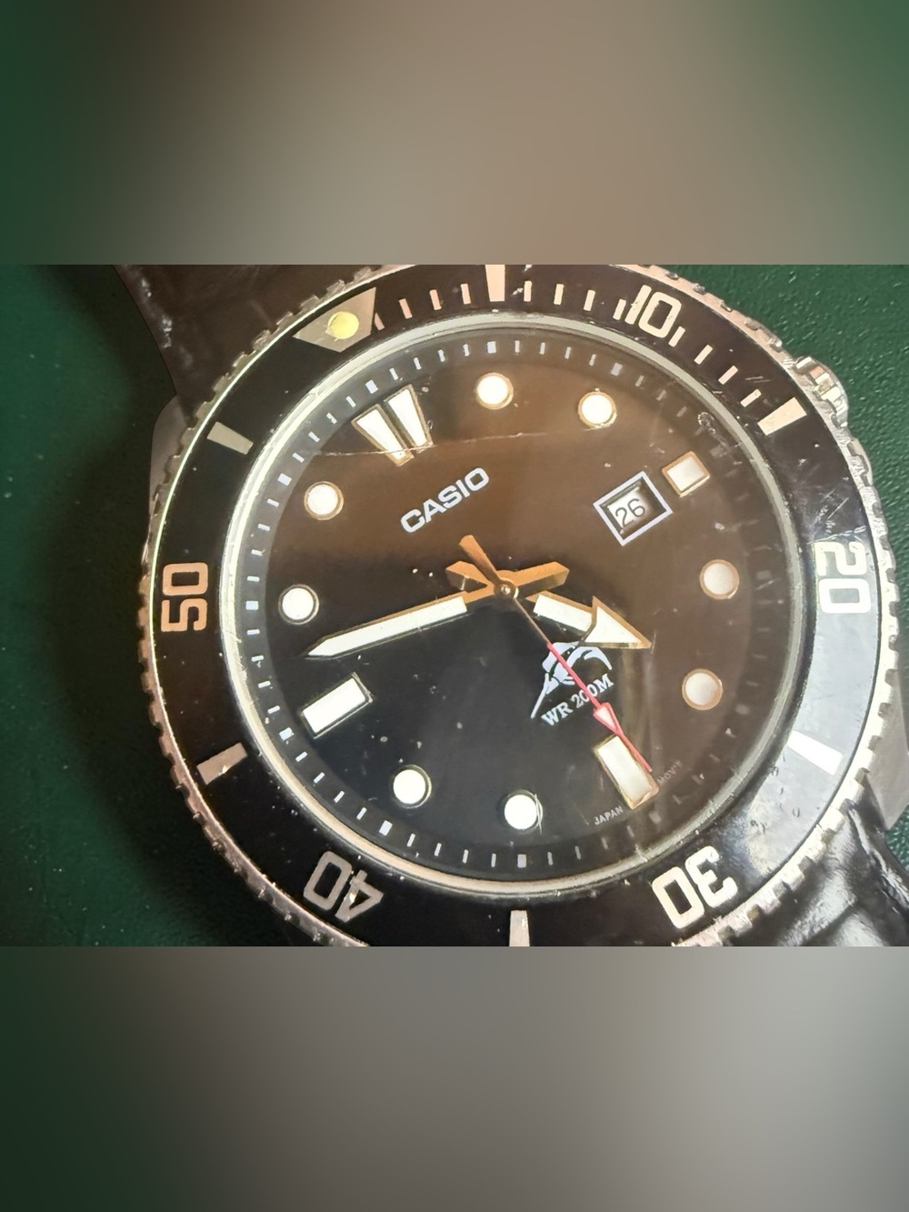 Casio MDV-100-1AV Marlin 200M Diver Quartz Men’s Watch Date Black Japan Mov’t